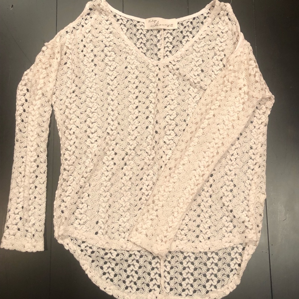 Creme knit lace top
